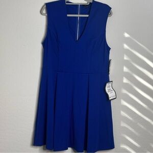 NWT City Studio Dress A Line Pleated Sleeveless V Neck Blue 2X